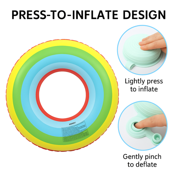 NEW Press-to-Pump Rainbow Swim Ring-#80 - Image 3