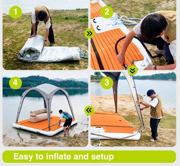 Inflatable Floating Platform with Canopy (9.8 ft × 9.8 ft) - Image 2