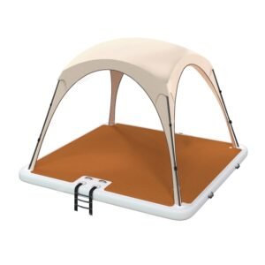 Inflatable Floating Platform with Canopy (9.8 ft × 9.8 ft)