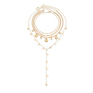 4-Piece Layered Necklace Set – Seashell & Disc Charms