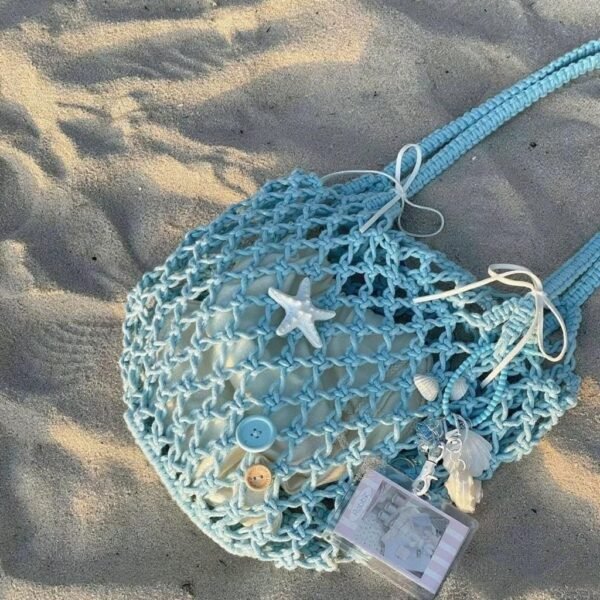 2-in-1 Polyester Beach Bag – Net & Inner Pouch - Image 2
