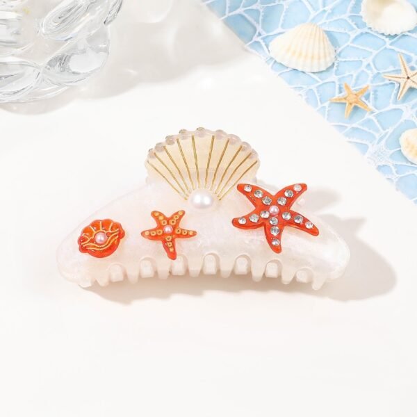 Seashell & Starfish Decorative Claw Clip (3.54in × 1.57in) - Image 2