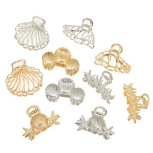 Seashell & Starfish Metal Claw Clips (6–6.8cm / 2.36–2.67in)